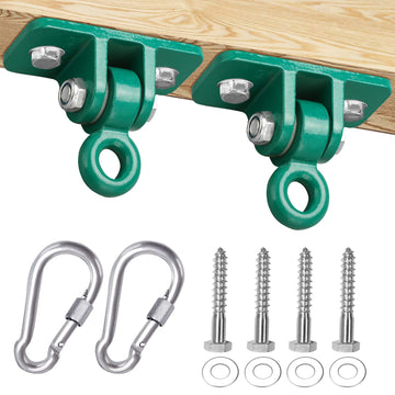 2400 lb Capacity Heavy Duty Swing Hangers for Wooden Sets Playground Porch Indoor Outdoor & Hanging Snap Hooks Green