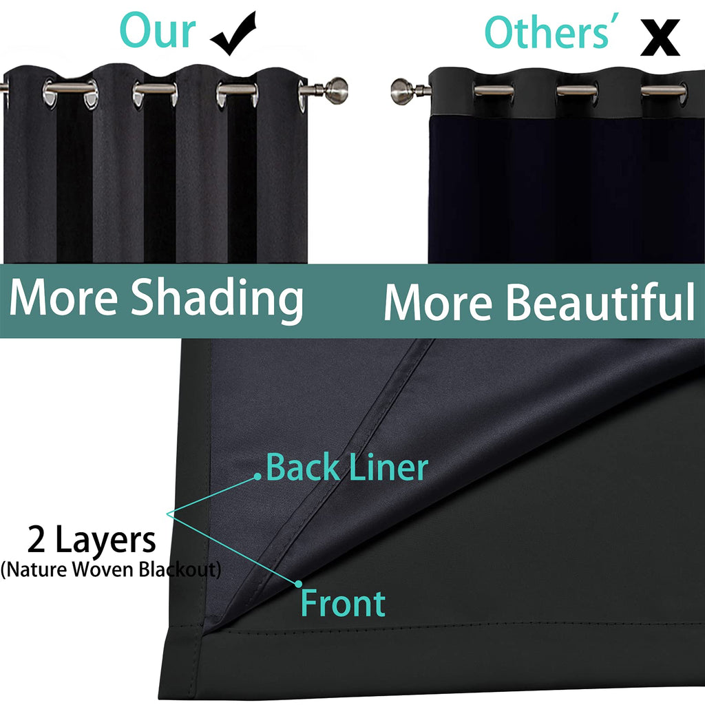 Black 100% Blackout Curtains 84 Inches Long 52" Wide