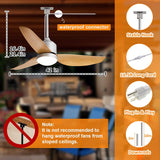 42 Inch Nickel Waterproof Gazebo Fans with Lights Outdoor Hanging - Plug in Remote App Control for Patio Indoor Farmhouse Porch - 6 Speed Reversible DC Motor A101-B0F4NL1X3C