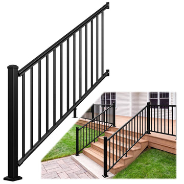 1 Pack 36 in x 6 ft Modular Aluminum Stair Railing Kit, Black