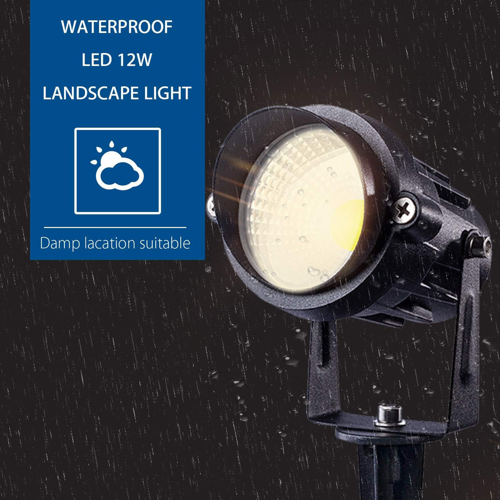 Outdoor Landscape LED Lighting 12W Waterproof Garden Lights COB Led Spotlights with Spiked Stand for Lawn Decorative