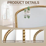 36x28 Inch Wide Arched Wall Mirror with Bold Antique Gold Beaded Frame, Decorative Mantel Mirror for Fireplace or