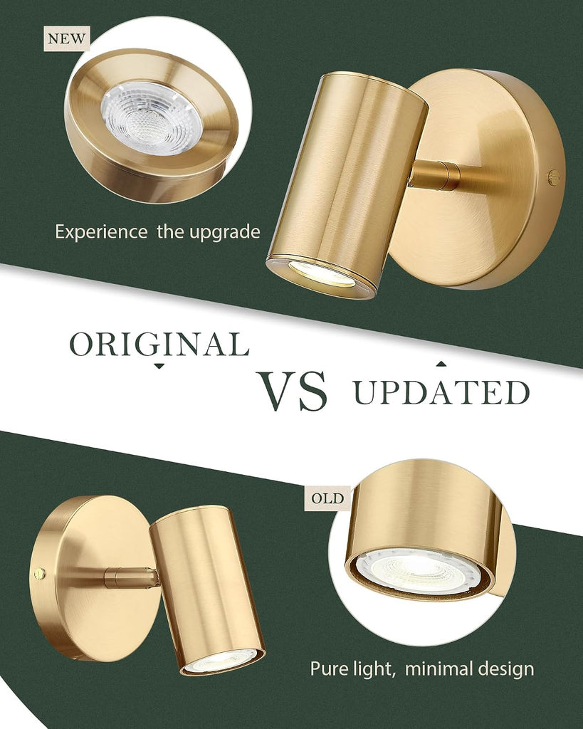 Gold Wall Sconce, Modern Wall Light Fixture, LED Track Lighting with GU10 Bulb for Bedroom Entryway Bathroom