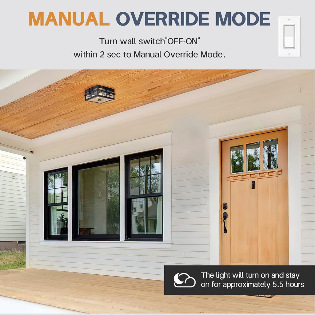 Upgraded Motion Sensor Outdoor Ceiling Light,outdoor flush mount porch light with Adjustable sensor