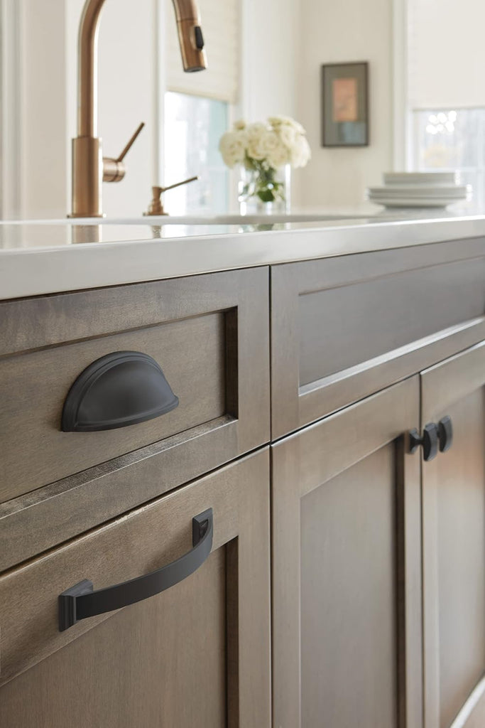 | Cabinet Cup Pull | Black Bronze | 3 inch or 4 inch (76 mm or 102 mm) Center-to-Center Drawer Pull | Ashby | Kitchen