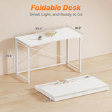 Folding Desk for Small Spaces, 39.4 Inch Foldable Computer Table, Study, Bedroom, Dorm, Space Saving