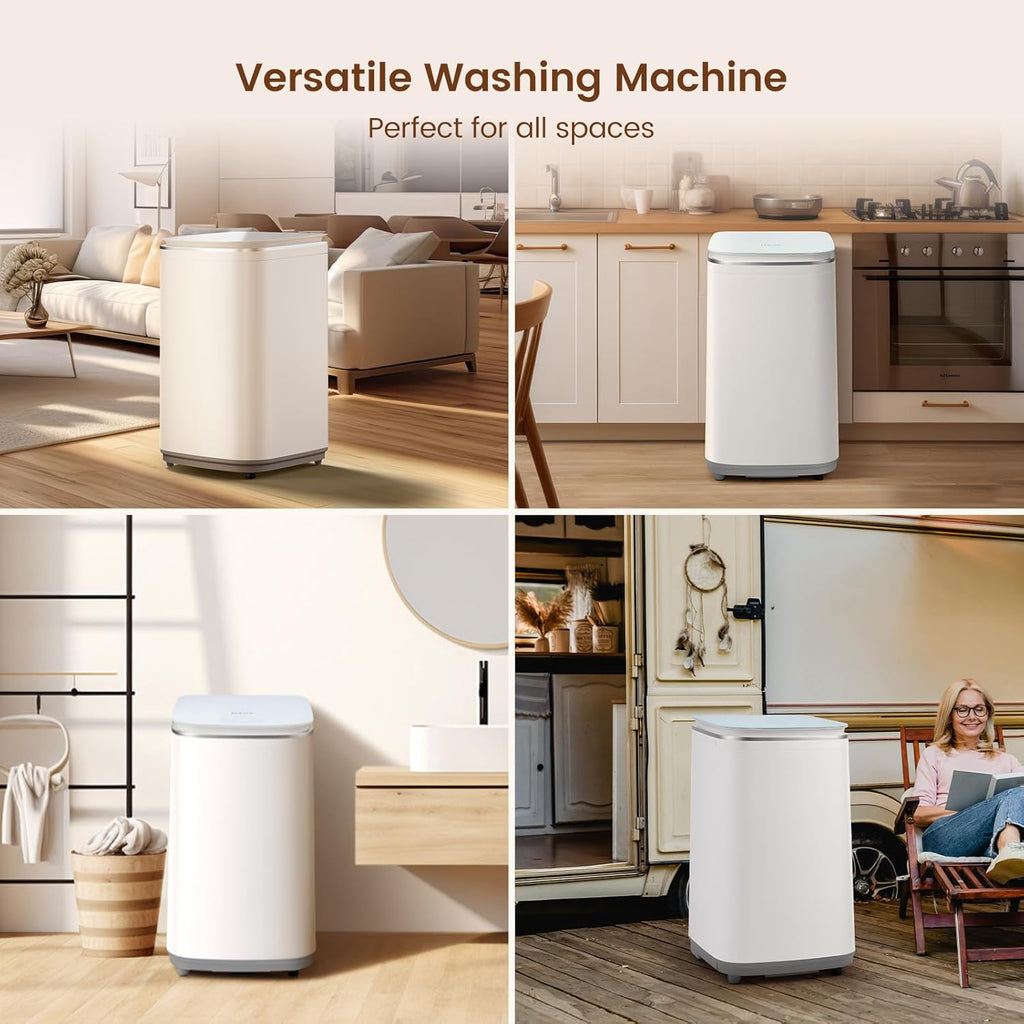 Portable Washing Machine, 0.8 Cu. Ft. Capacity Mini Washer & Spin Dryer, Fully Automatic with 8 Wash Programs, Hot