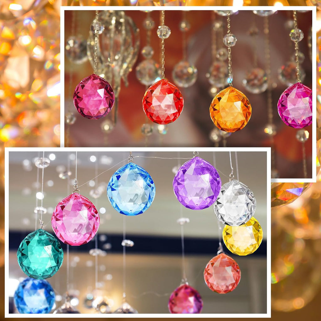 60 Pack Suncatcher Crystals Ball 20 mm Crystal Prism Clear Window Rainbow Hanging Suncatchers for Wedding, Feng Shui