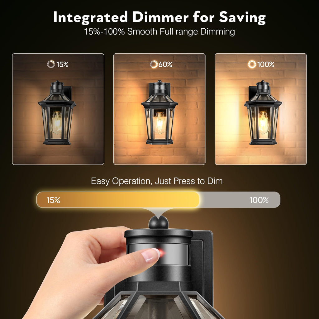 Motion Sensor Outdoor Lighting, Outdoor Wall Lights Wall Mount with Clear Glass, Black Dusk to Dawn Garage Light