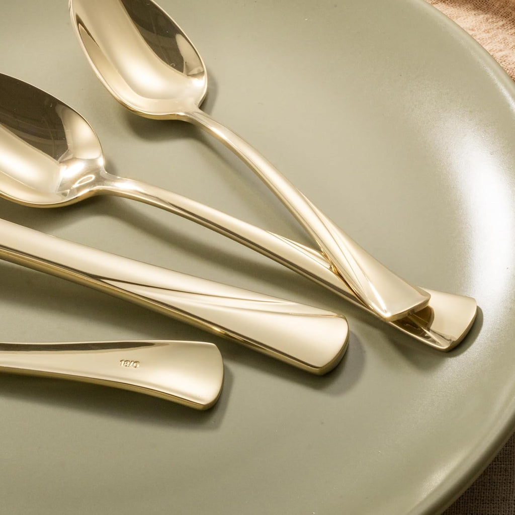 Alice Champagne Gold Mirror 40-Piece Silverware Set Stainless Steel Flatware Set,Service for 8