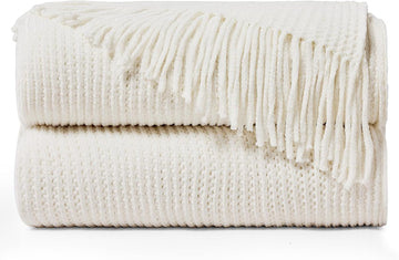 Throw Blanket,Chunky Chenille Woven Soft Blankets with Tassels,Cozy Boho Farmhouse Spring Summer Fall Decor,Warm