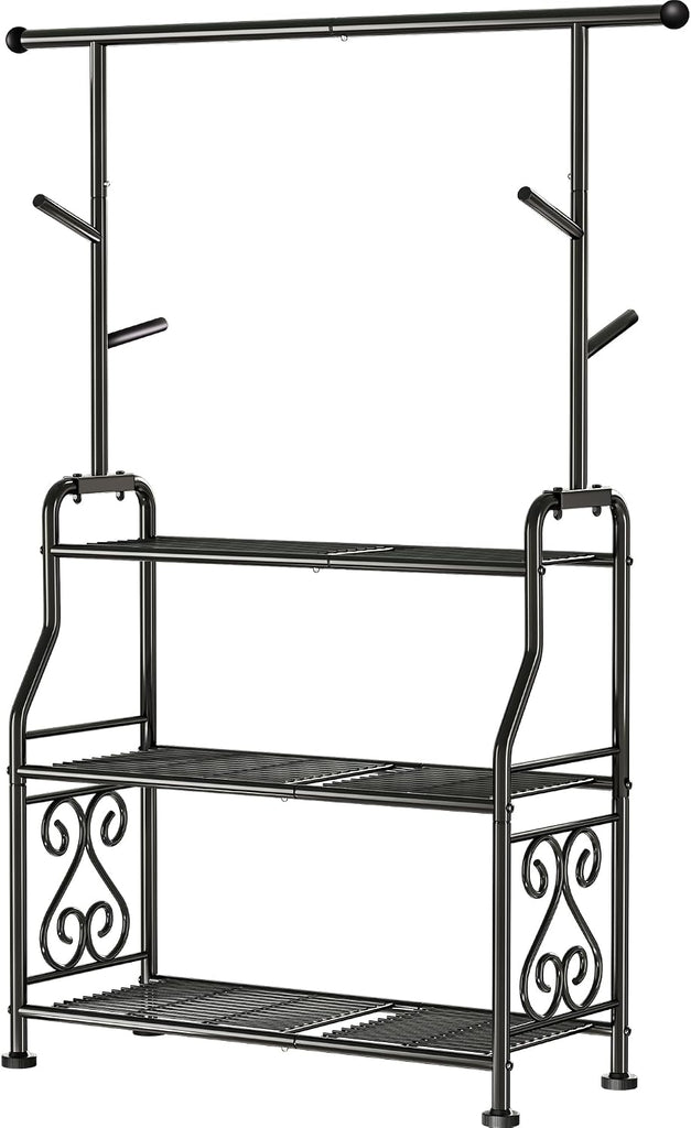 Plant Stand Indoor, 3-Tier Heavy Duty Metal Shelf & Indoor, Tall Plant Holds 14+ Plants with 5 Hooks, Rust-Proof