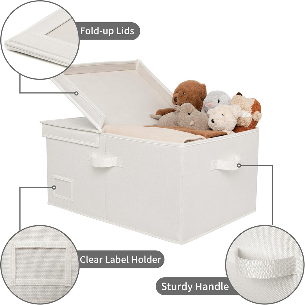 Fabric Storage Bins with Lids, Decorative Storage Boxes, Closet Basket for Shelves, Extra Large Storage Bins for