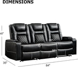 Home Theater Seating Seats, Theater Recliner Chair Sofa, PU Leather 3 seat Power Recliner Sofa with Cup Holders