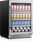 24 Inch Beverage Refrigerator,190 Cans Freestanding/Under Counter Beverage Fridg