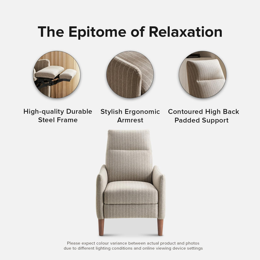 Arthur Recliner Chair with 3 Positions, Accent Armchair, Mid Century Modern Reading Chair, High Back Padded Support