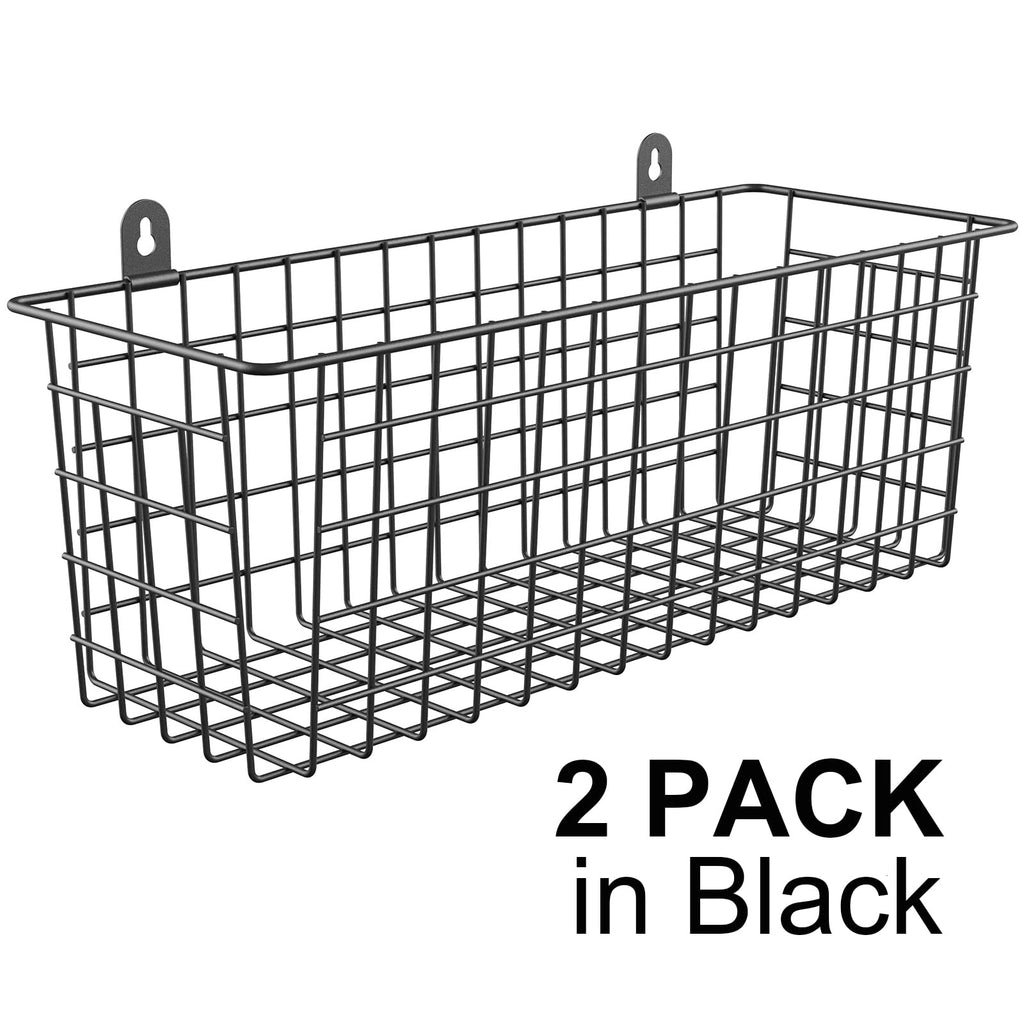 Extra Large] Wire Basket 2-Pack Hanging Wall Organizer Cabinet Storage Basket Wall Mounted Shelves Rustic Farmhouse
