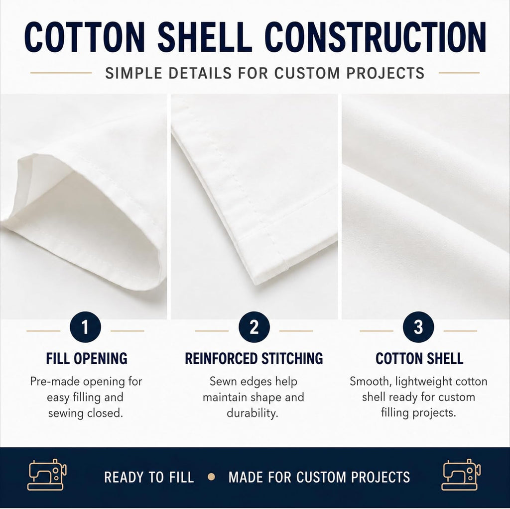 100% Cotton Down Proof Throw Pillow Shell, Empty DIY Cushion Cover for Filling, Pillow Insert Cover, Sew to Close, No