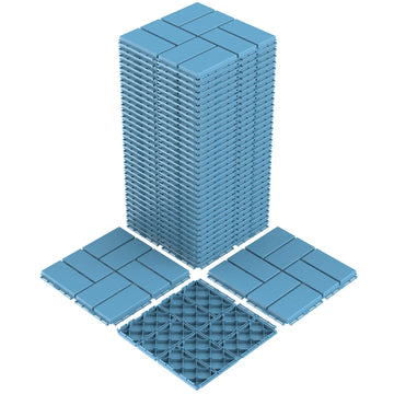 Plastic Interlocking Deck Tiles, 36 Pack 12"x12", Blue