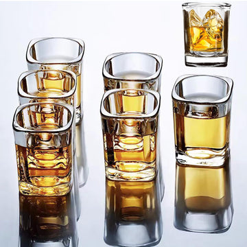 6 Pack Heavy Base Shot Glasses Set, 2.2 oz Clear Tequila Square Shot Glass Bulk, Espresso Shot Glass for Vodka