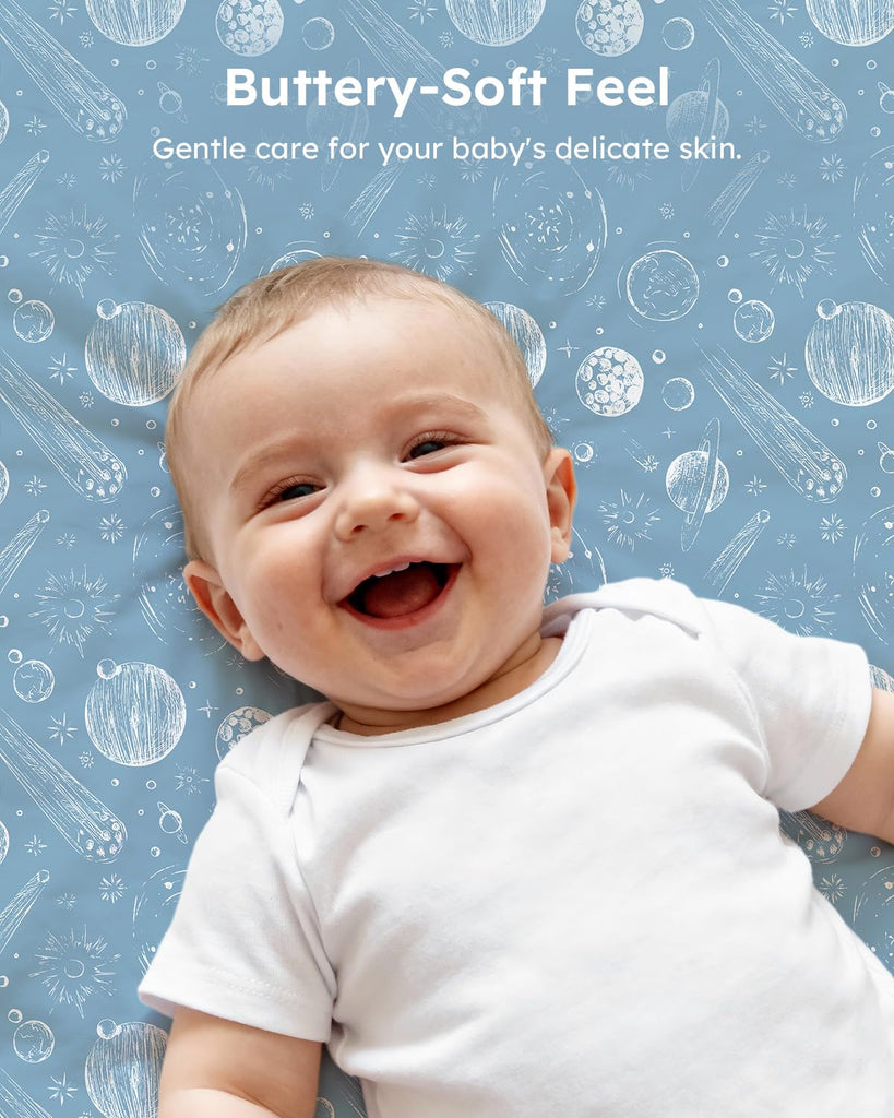 Pack and Play Sheets Fitted 3 Pack, Mini Crib Sheets for Pack N Play Mattress Stretchy Portable Playard Sheets, Soft