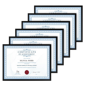 8.5 x 11 Picture Frame For Certificate, Diploma, Composite Wood Display photos 6x8 with Mat or 8.5x11 Without Mat