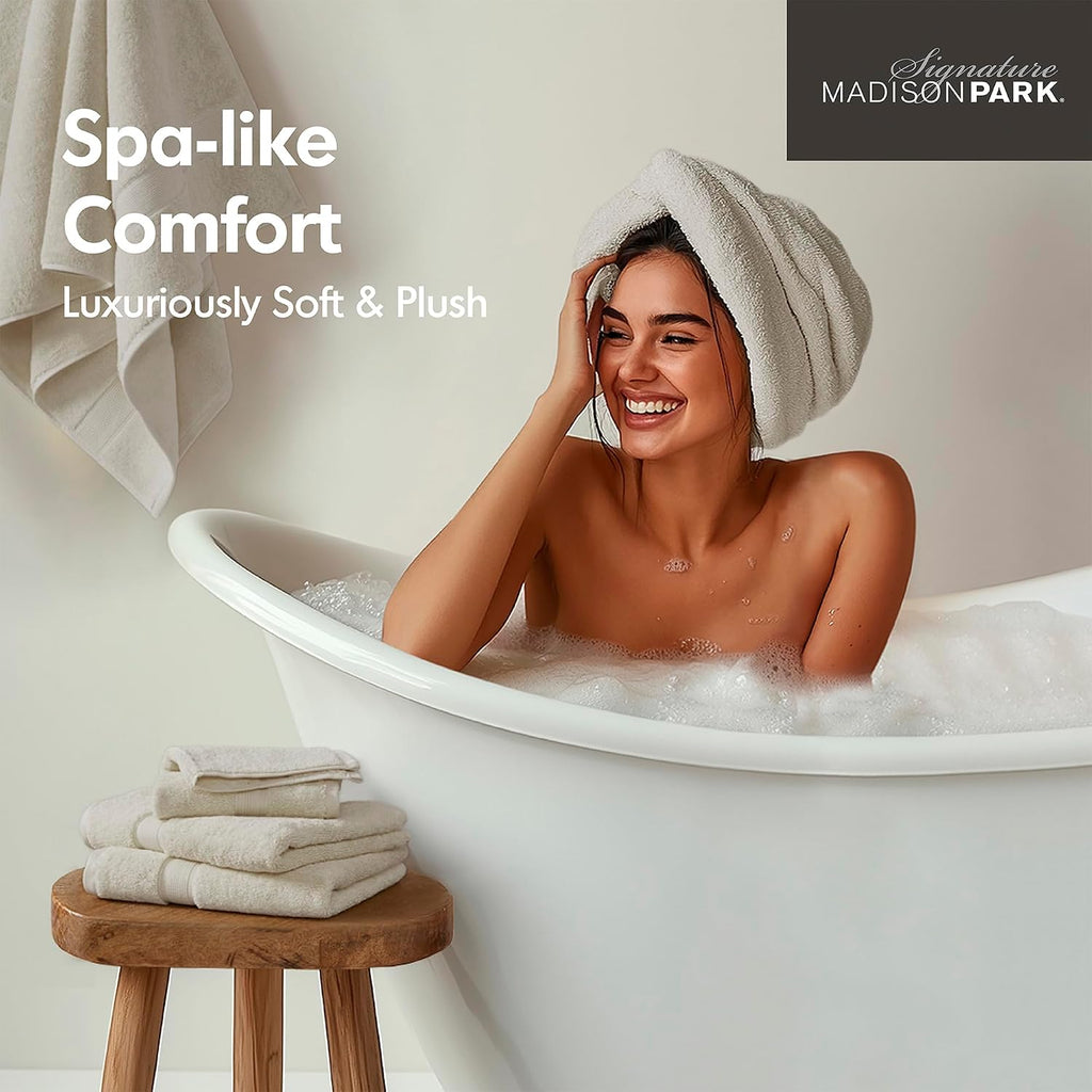 Park Cotton Bath Sheet 2 Piece Oversized, 800GSM, 34" x 68" Natural | Long Staple, Highly Absorbent Bath Towel
