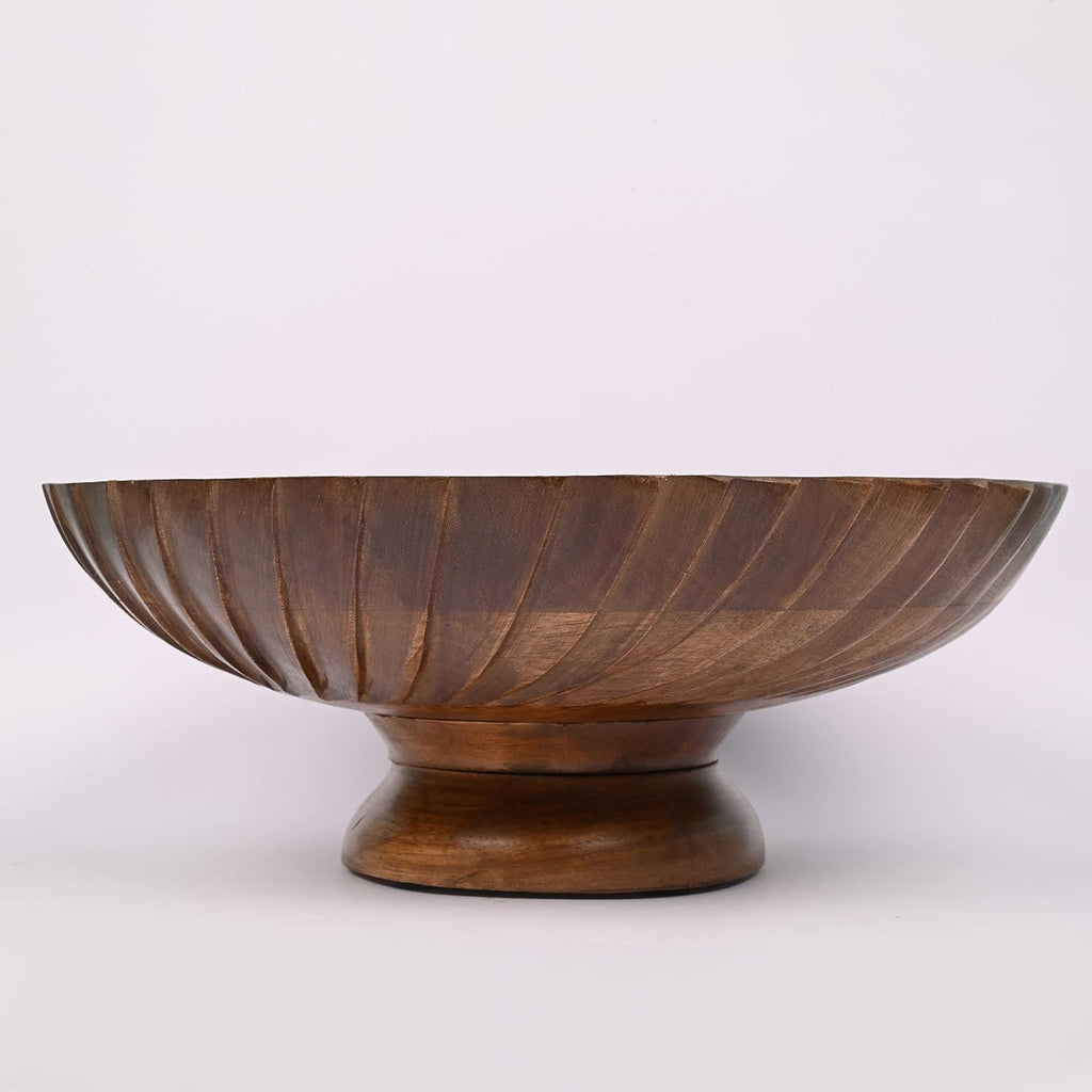 Mango Wood Decorative Wooden Bowl Hand Carved Home Decor for Dining Table Center, Living Room, Kitchen Décor (12" x