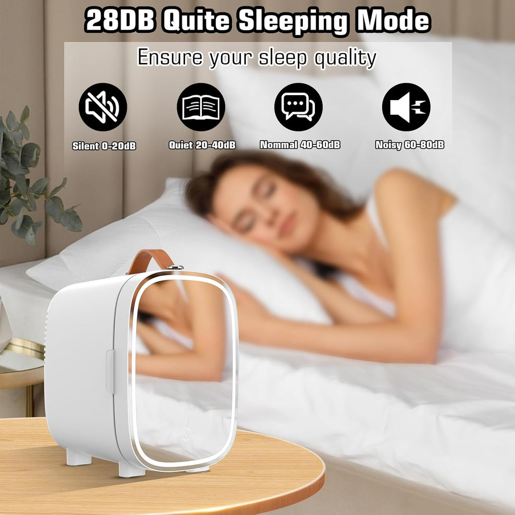 Mini Fridge for Bedroom Mirror Skincare Cooler & Warmer Portable Small Refrigerator 4 Liter/6 can with 12v AC/DC/USB