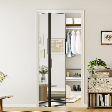 Bifold Door for 36"x80" Opening, Preassembled Aluminum Alloy Mirrored Folding Door with Hardware Kit Included