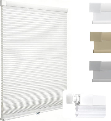 No Drill Cellular Shades Light Filtering Honeycomb Blinds 16Wx36H White