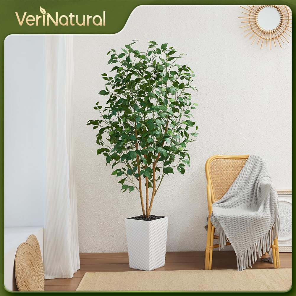 6ft Artificial Ficus Tree, UV Resistant Tall Faux Tree