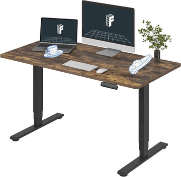 E6 3-Stage Dual Motor Electric Standing Desk 55 x 28 Sit Stand Up Desk, Holds 220 lbs, Adjustable Height w/Memory