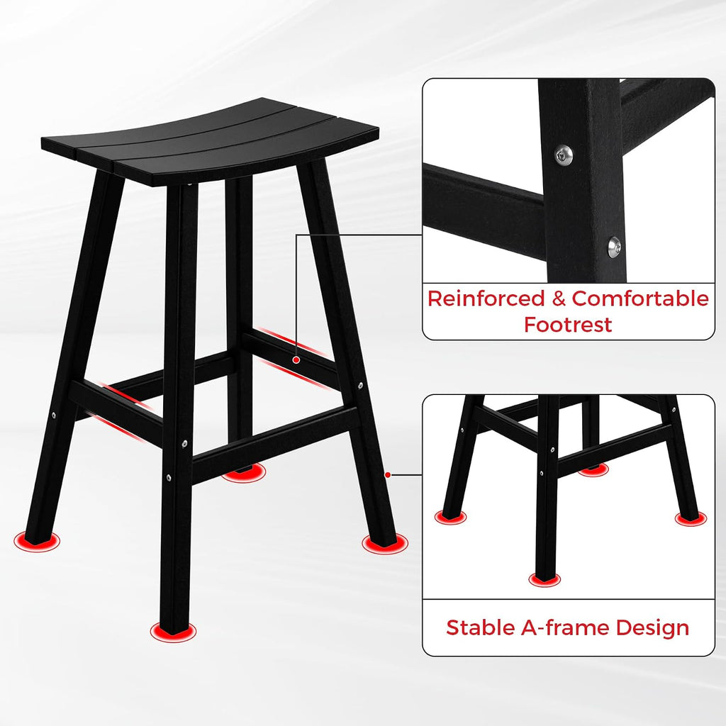 All-Weather Bar Stools Set of 3, 29" Height Outdoor Bar Stools, Adirondack Poly Patio Bar Stool Counter and Garden