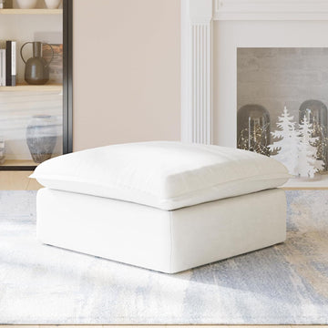 Ottoman Module for Living Room, Cushion Covers Removable, Minimalist Comfy Breathable Ottoman Paired with Sofa Couch for Living Room Apartment, Beige