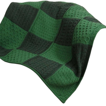 Woollen Mills Irish Knit Blanket Patchwork Intarsia Throw Made in Ireland (Kiwi/Connemara Green)
