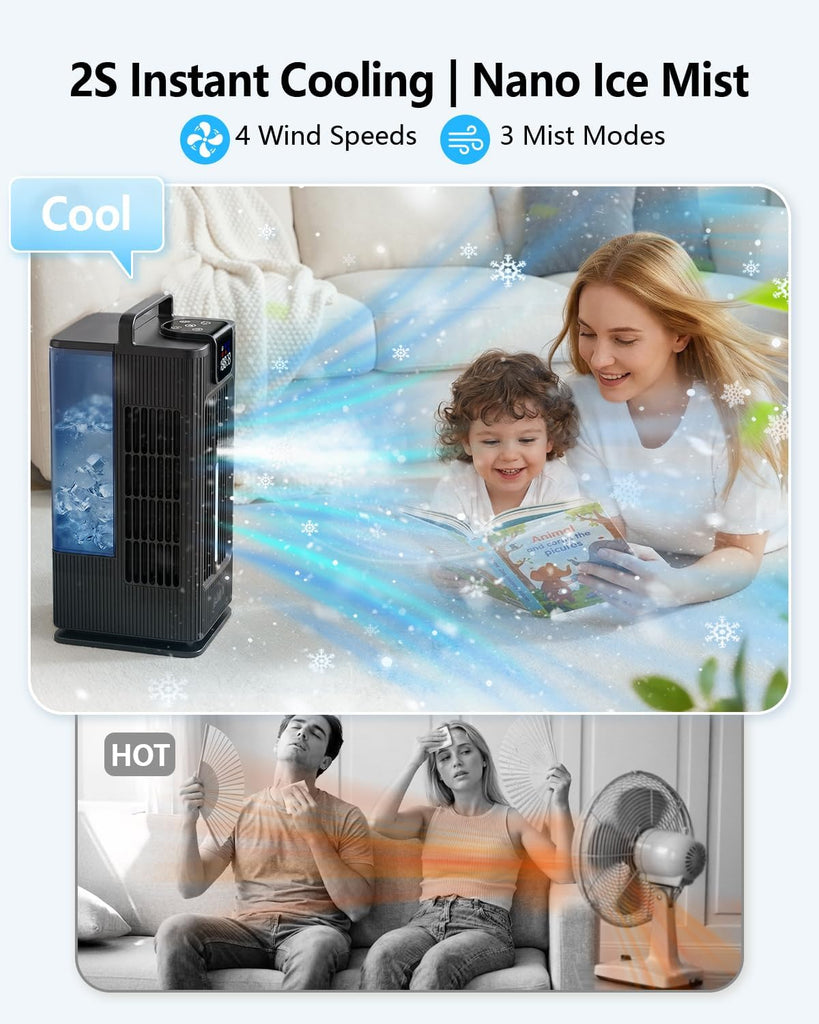 Portable Air Conditioner, 4-in-1 Personal Mini Air Conditioner Cooling Fan