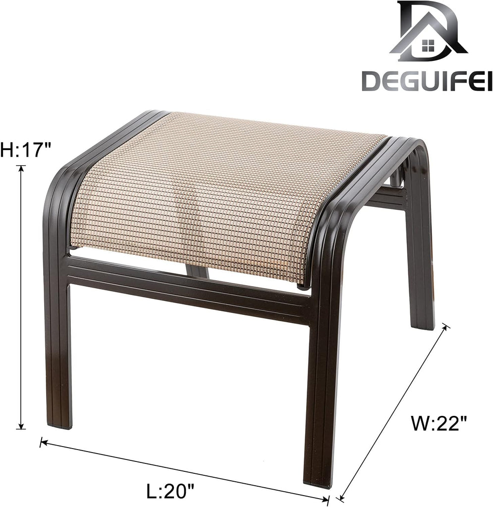 Outdoor Patio Footstools Aluminum Outdoor Ottomans Footrest Small Seating Wicker Furniture Patio Ottoman 2 Pieces