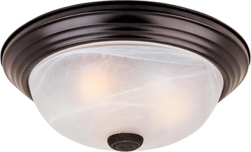 Reedley 3-Lights Flush Mount Ceiling Light, 15 Inch Lighting Fixture , and Hallway, White Alabaster Glass, Oil Rubbed