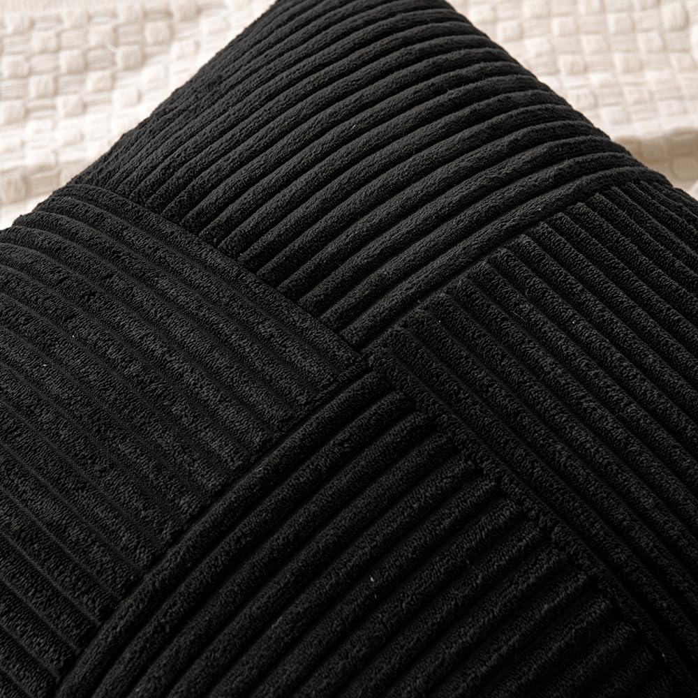 Black Decorative Throw Pillow Covers 18x18 Inch