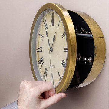 Wall Clock with Hidden Safe, 10 inch Plastic Secret Safe Wall Clock for Living Room Decor, Vintage Decor Clock Diversion Safe with...