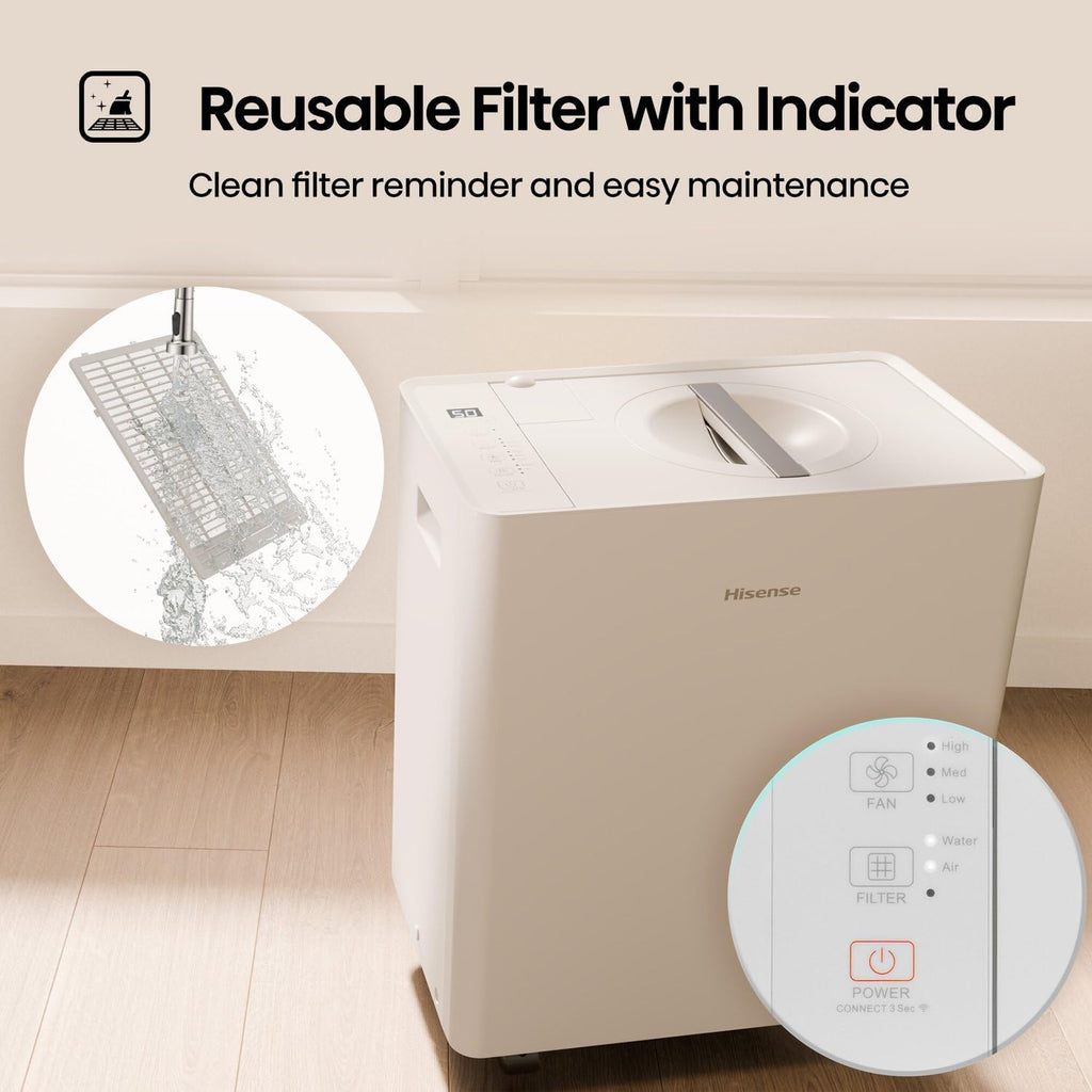 50 Pint Lift-Up Portable Dehumidifier with Built-In Pump in White