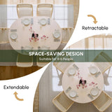 Extendable Dining Table Round-to-Oval 39"-55" with Pedestal Base - Seats 4-6, Wash White Finish, Smooth Rounded Corners