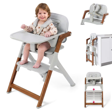Convertible Baby High Chair, Foldable High Chairs for Babies and Toddlers, Adjustable Feeding Chair with Removable