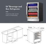 24 Inch Beverage Refrigerator Cooler,210 Cans Wide Beverage and Beer Fridge with