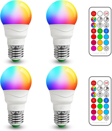 RGB LED Light Bulb, Color Changing Light Bulb, 40W Equivalent, 450LM, 2700K Warm White 5W E26 Screw Base RGBW, A15 (4 Pack)