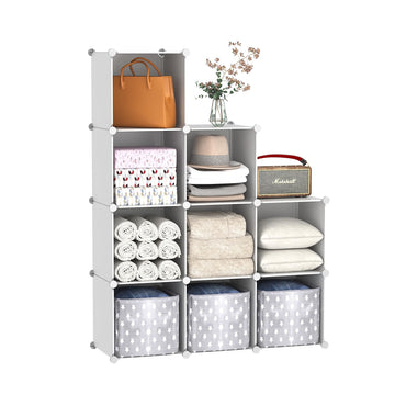 Cube Storage Organizer, 9-Cube Bookcase, Closet Cabinet Milky