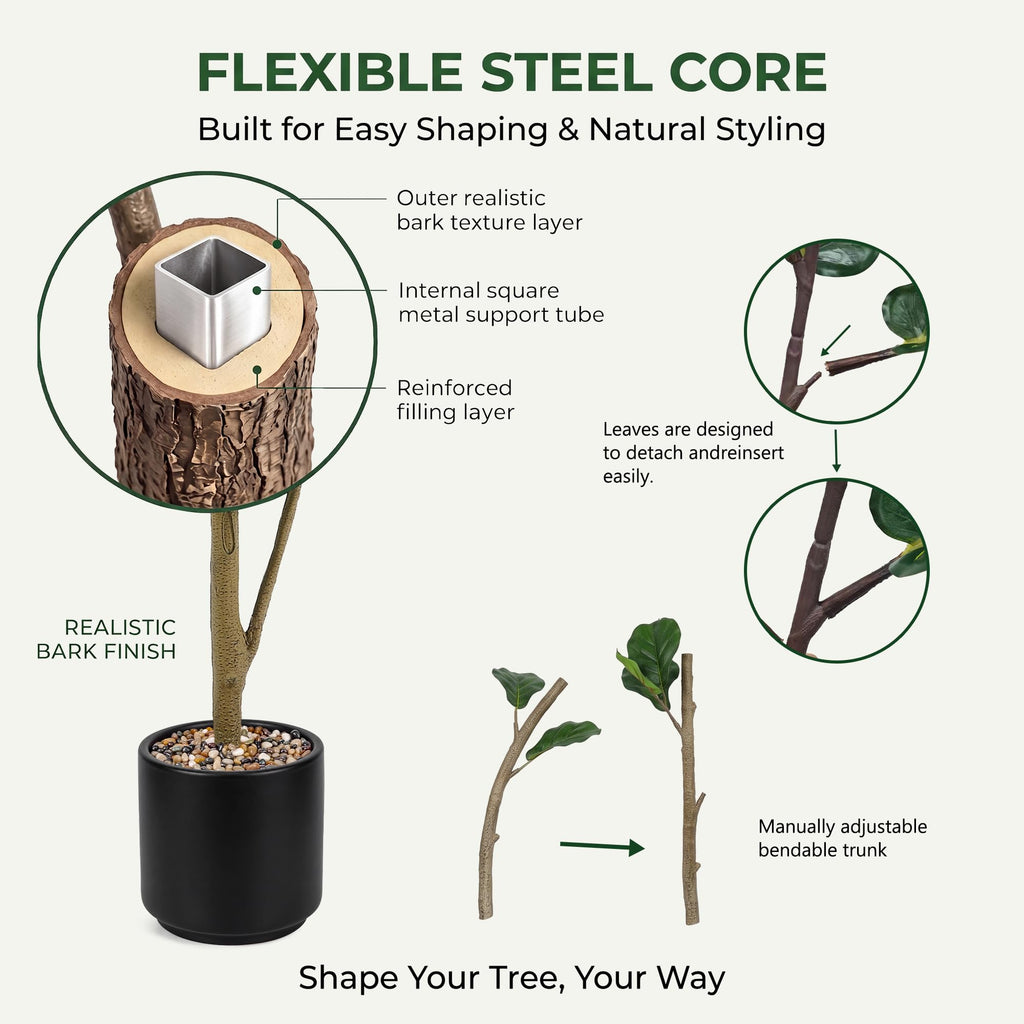 Artificial Fiddle Leaf Fig Tree 6FT with Tall Exquisite Planter