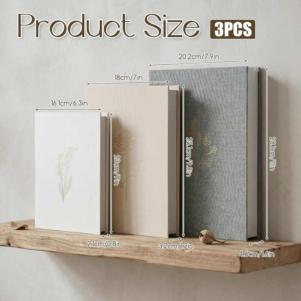 Set of 3 Aesthetic Decorative Books, Decorative Linen Faux Books | Fake Faux Decor Book, Stylish Book Storage Boxes