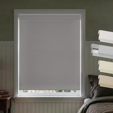 No Drill Cordless Blackout Roller Shades, Grey, 22" W x 72" H